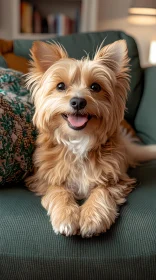 Happy Golden Dog on a Sofa