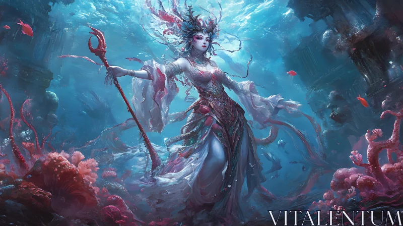 Underwater Queen with Coral Scepter