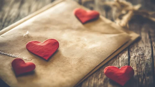 Rustic Romance: Hearts on Envelope