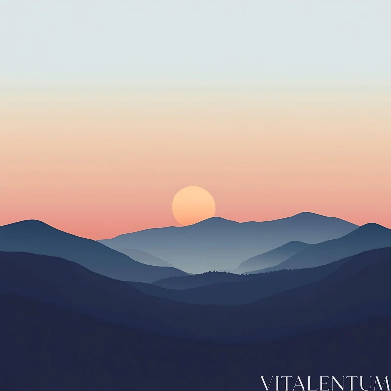 Peaceful Mountain Range at Sunset