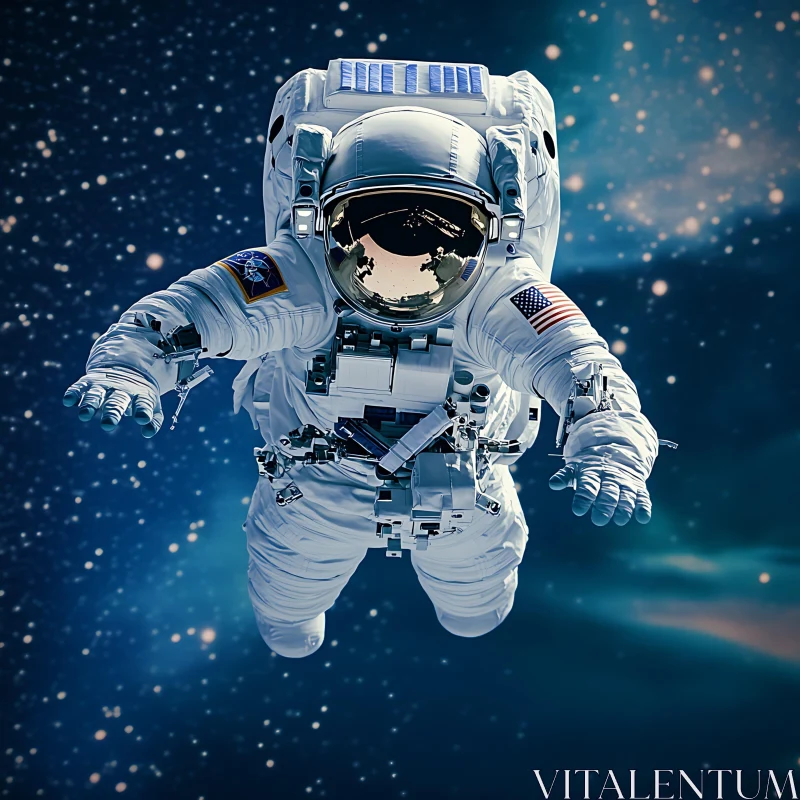 Floating Astronaut in Starry Nebula