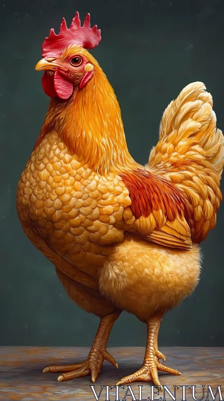 Golden Chicken with Red Comb and Wattle