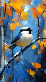 Colorful Bird and Autumn Leaves