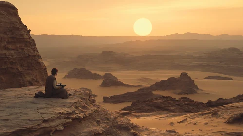 Desert Contemplation at Sunset