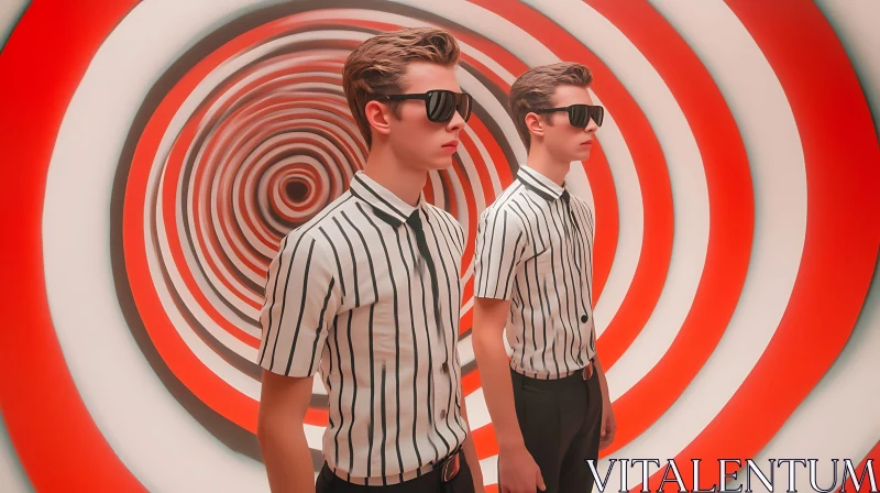 Dapper Men in a Red Swirl
