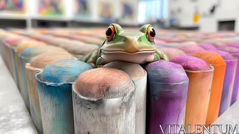 Whimsical Frog and Crayon Art