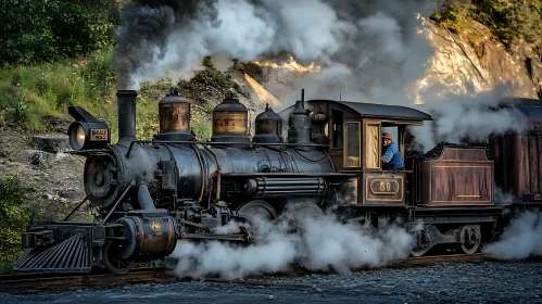 Old Locomotive with Smoke