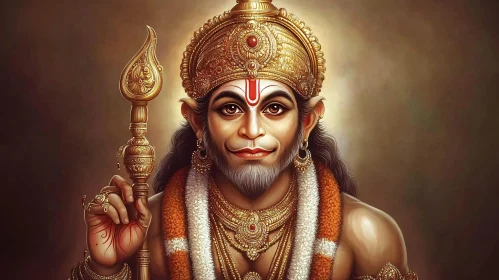 Serene Hanuman Deity Illustration