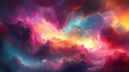 Celestial Clouds Abstract Space Painting
