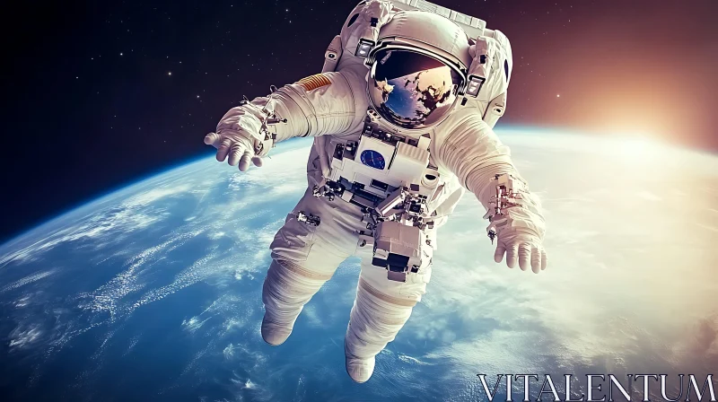Floating Astronaut View of Earth