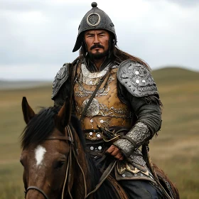 Stoic Horseman in Armor
