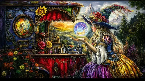 Mystical Fortune Teller with Crystal Ball