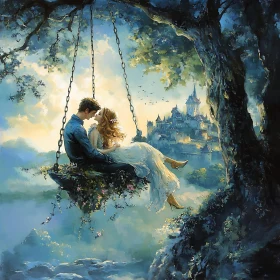 Lovers' Embrace on a Swing