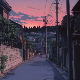 Pink Sunset on a City Street