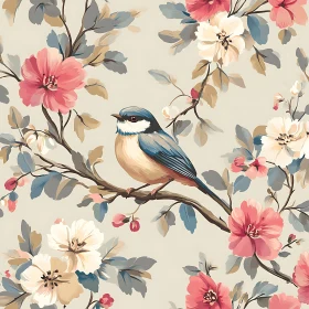 Vintage Bird and Floral Pattern Image