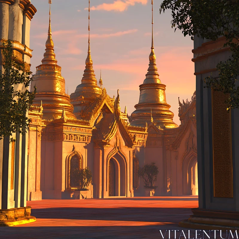 Golden Temple under Pastel Skies