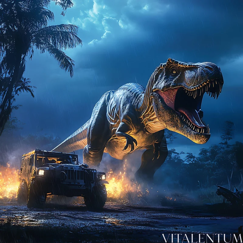Dinosaur Encounter: T-Rex Confrontation Scene