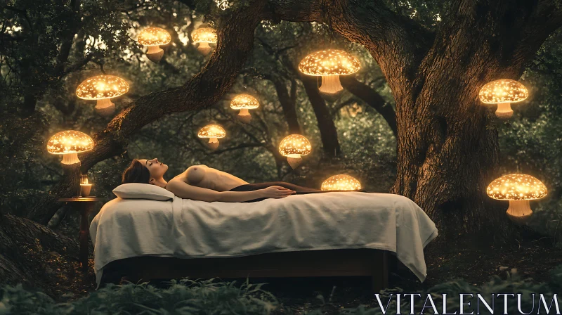 Forest Rest with Glowing Mushrooms