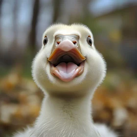 Close-up of a Happy Duckling