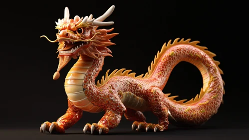 Ornate Dragon Figurine on Black Background