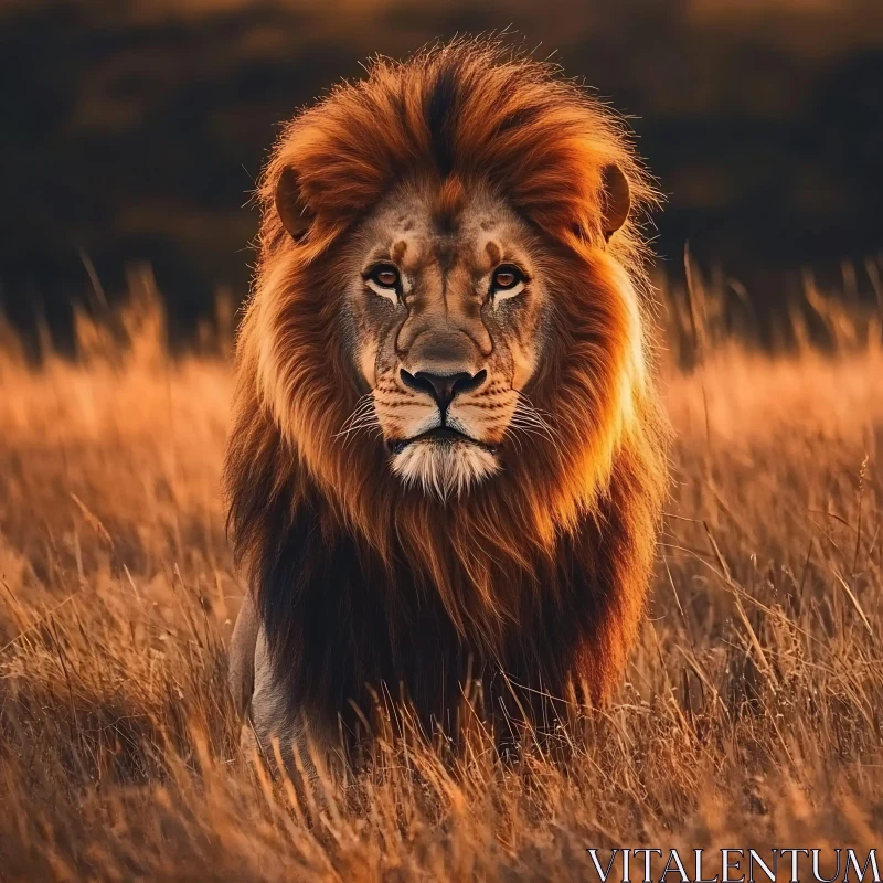 Lion in Golden Field