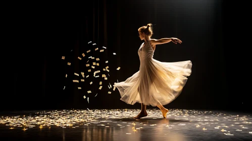 Ballerina in White Dress Dancing