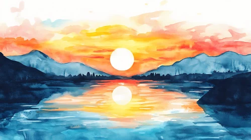 Serene Sunset Reflection Art Print