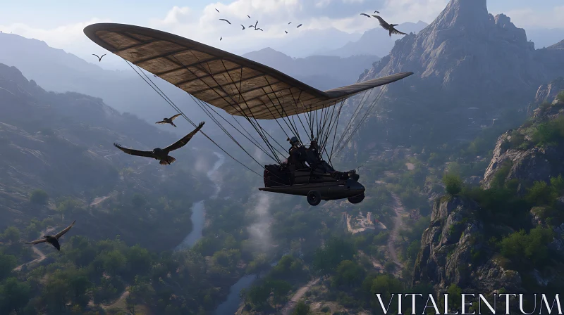 Aerial View: Hang Glider and Birds