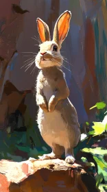 Whimsical Rabbit Painting in Nature