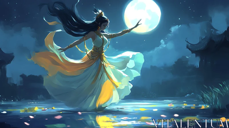 Moonlit Dance of a Woman