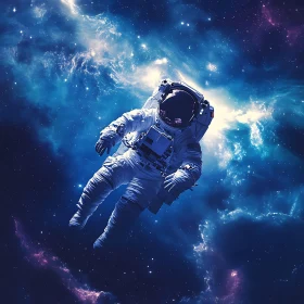 Floating Astronaut in Deep Space