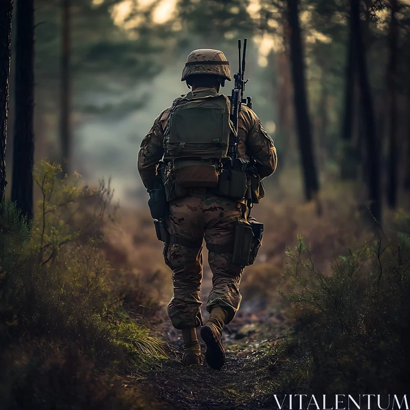 Camouflage Soldier in Woodland