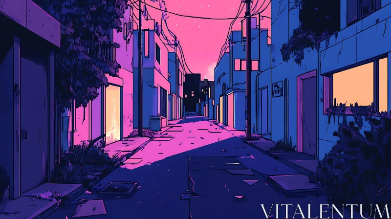 Urban Solitude: A City Street at Night