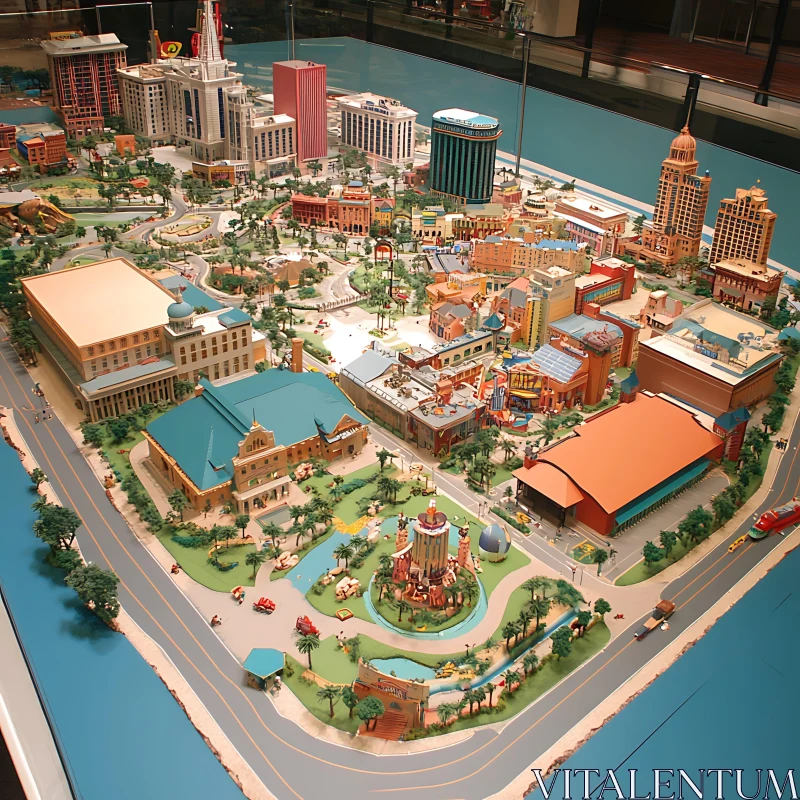 Intricate Miniature City Model Display