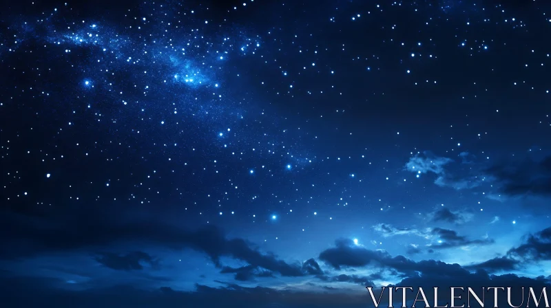 Starry Night Sky With Clouds