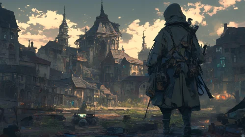 Silent Watcher in Ruins of Tomorrow