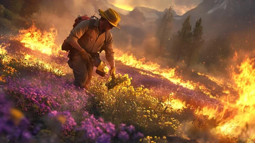 Wildfire Control in Scenic Mountain Landscape