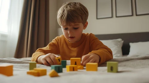 Child Building with Blocks