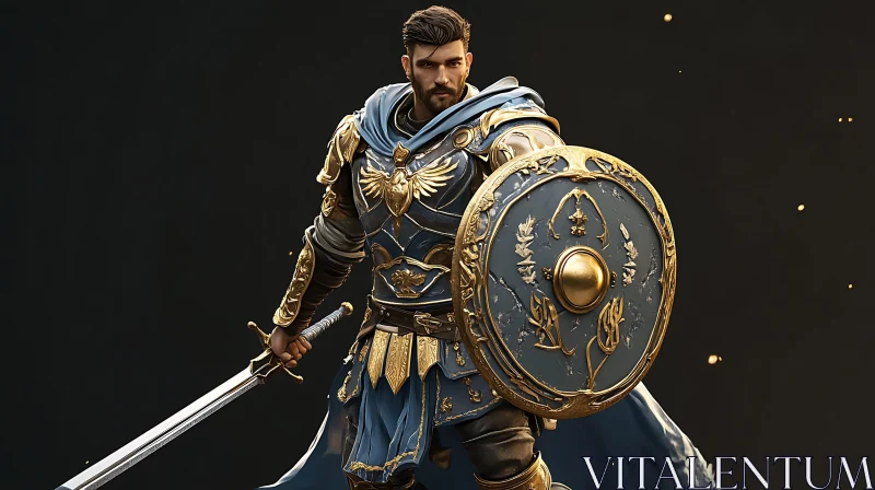 Armored Warrior with Sword and Shield