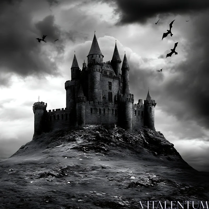 Dark Castle with Bats