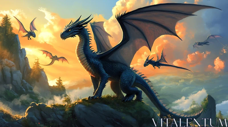 Dragon in a fantasy landscape