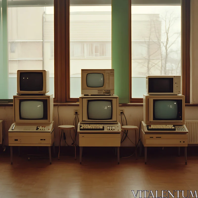 Retro Technology Display with Vintage Monitors