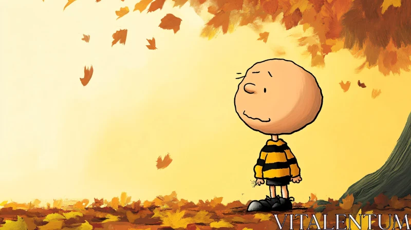 Cartoon Character in Autumnal Ambiance