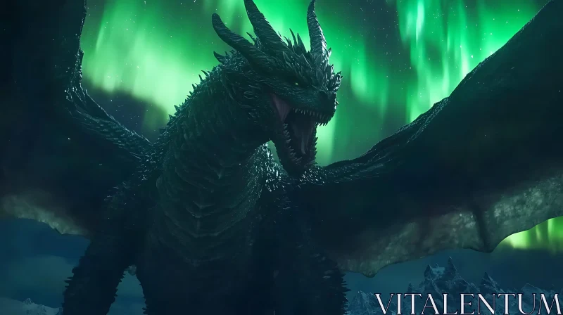 Dragon Roaring in Northern Lights