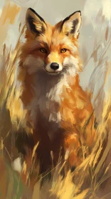 Fox Among Grasses Artwork