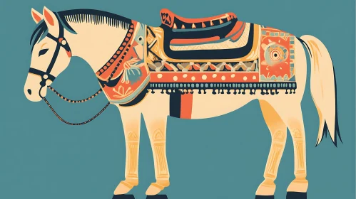 Stylized Horse with Decorative Saddle
