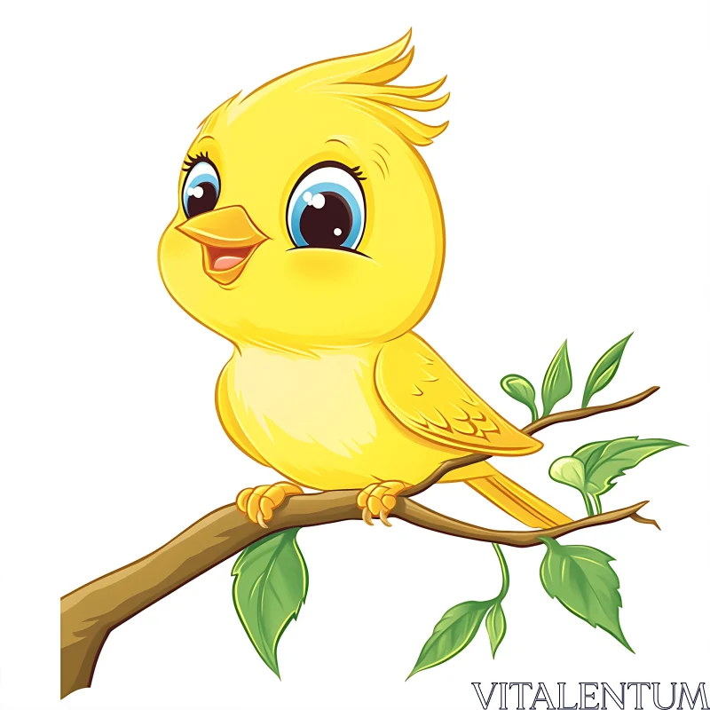 Cartoon Bird on a Branch