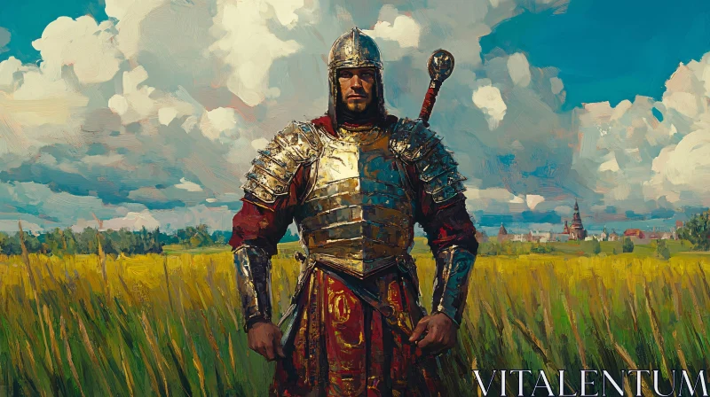 Medieval Knight In Golden Armor