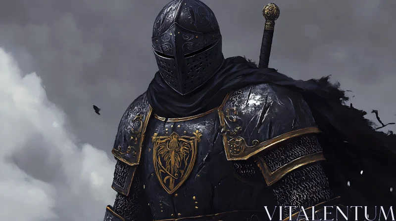 Medieval Knight in Black Armor