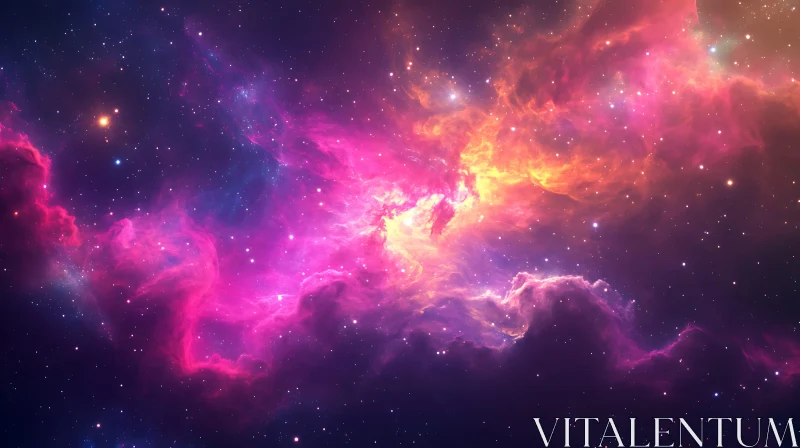 Celestial Nebula in Pink and Orange